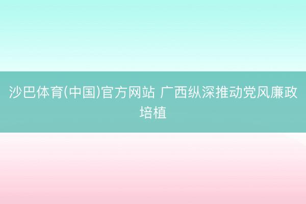 沙巴体育(中国)官方网站 广西纵深推动党风廉政培植