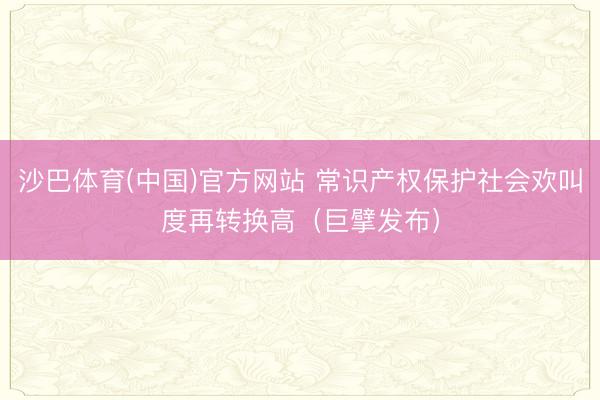 沙巴体育(中国)官方网站 常识产权保护社会欢叫度再转换高（巨擘发布）