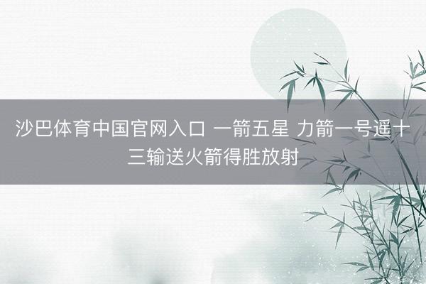 沙巴体育中国官网入口 一箭五星 力箭一号遥十三输送火箭得胜放射