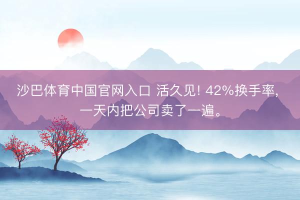 沙巴体育中国官网入口 活久见! 42%换手率, 一天内把公司卖了一遍。