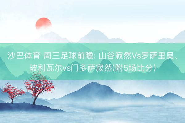 沙巴体育 周三足球前瞻: 山谷寂然Vs罗萨里奥、玻利瓦尔vs门多萨寂然(附5场比分)
