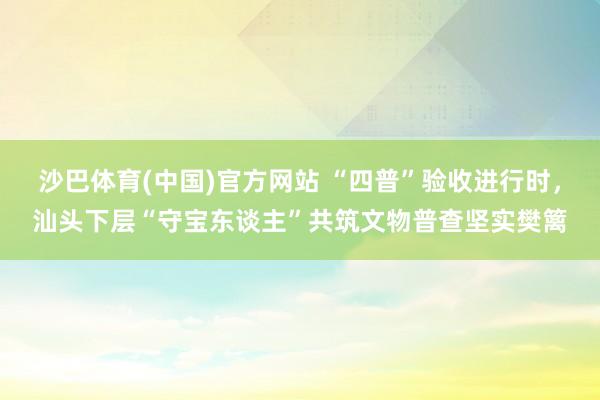 沙巴体育(中国)官方网站 “四普”验收进行时，汕头下层“守宝东谈主”共筑文物普查坚实樊篱